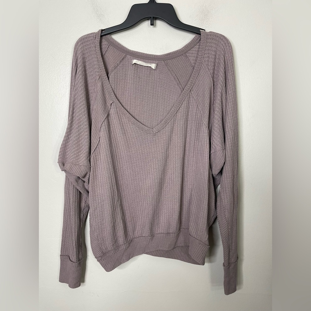 Free People We The Free Santa Clara Thermal Top In Mauve Oversized Small - Picture 2 of 9